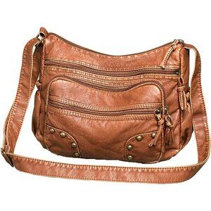 WITERY Lightweight Leather Multi-Pocket Shoulder Bag for Womens